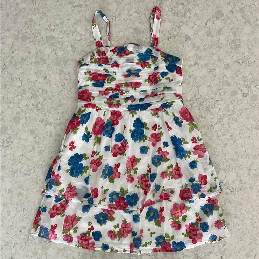 Abercrombie & Fitch Red and Blue Pleated Sundress